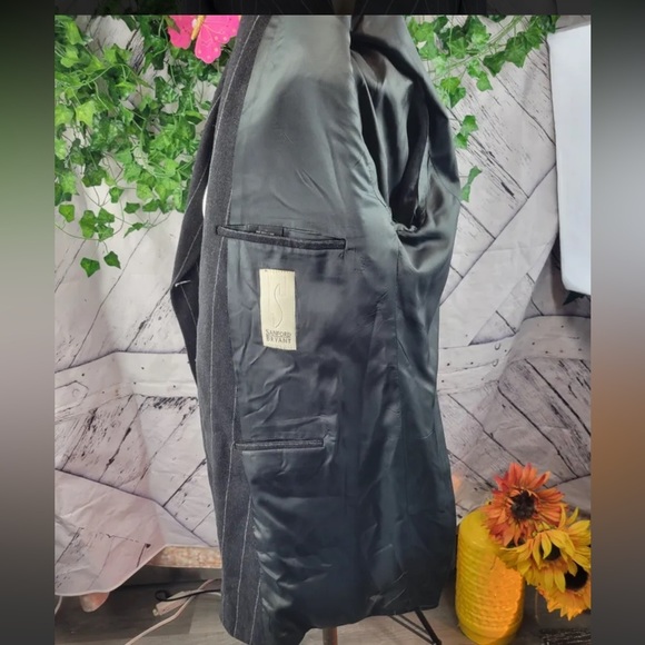 SANFORD BRYANT Wool Cashmere Designer Pinstriped Blazer, Union Made - Picture 8 of 9